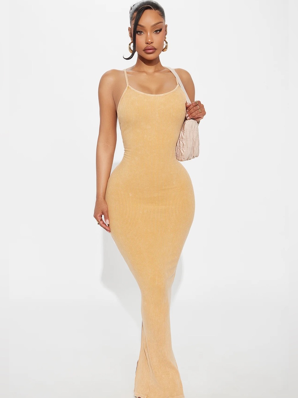 Off Duty Backless Ribbed Maxi Dress